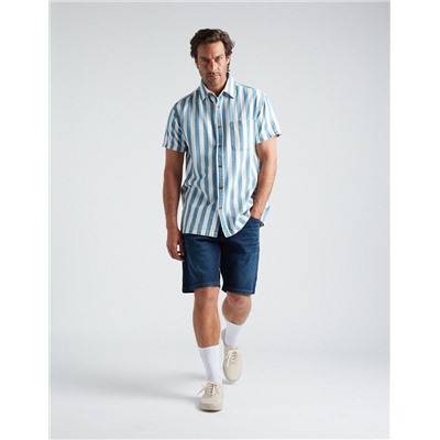 Slim Fit Denim Shorts, Men, Dark Blue