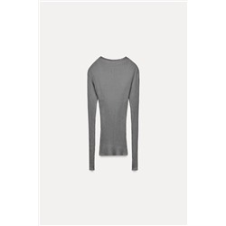T-SHIRT WITH RIBBED DETAIL