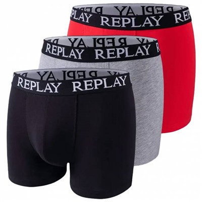 REPLAY Basic Cuff Logo Herren Boxershorts 3er-Pack