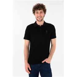 Erkek Slim Fit Polo Yaka Siyah Basic Tişört