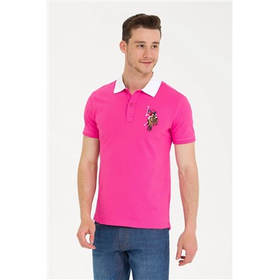 Erkek Fuşya Basic Polo Yaka Tişört