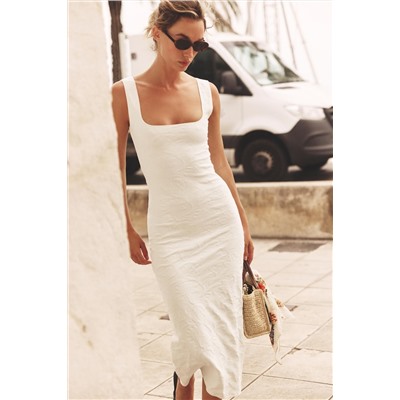 STRETCH SQUARE NECK DRESS