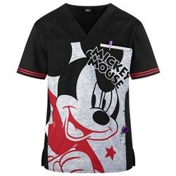Cherokee Tooniforms Disney Men's Mickey Star Print Scrub Top