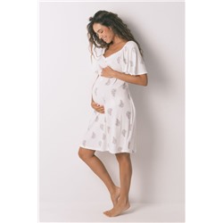Camisón midi "maternity" algodón floral marfil