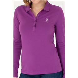 Kadın Violet Polo Yaka Basic Sweatshirt