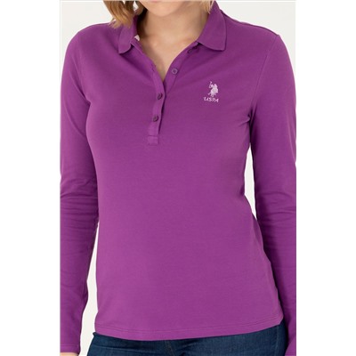 Kadın Violet Polo Yaka Basic Sweatshirt