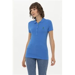 Kadın Saks Basic Polo Yaka Tişört