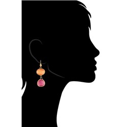 Rivka Friedman Satin East/West Oval and Teardrop Orange and Raspberry Cat's Eye Crystal Dangle Earrings