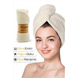 Telvesse, Kalın Mikrofiber Saç Havlusu Plaj Deniz Havuz Bonesi Kurulama Banyo Saç Kurutma Baş Havlusu Krem