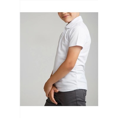 MODA Unısex Cocuk Polo Yaka Kısa Kol Beyaz Okul T-shırt MODA09245