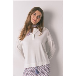 Camiseta holgada manga larga blanco