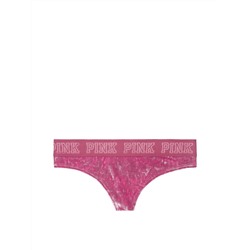 PINK Logo Velvet Thong