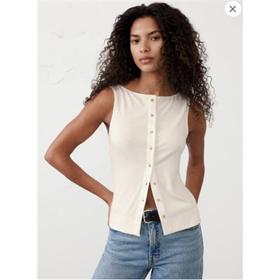 Ribbed Button-Up Tank