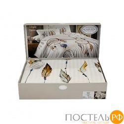 Постельное белье Карвен Stripe Satin с цветным принтом евро N250 -SB012 (6пр.)
