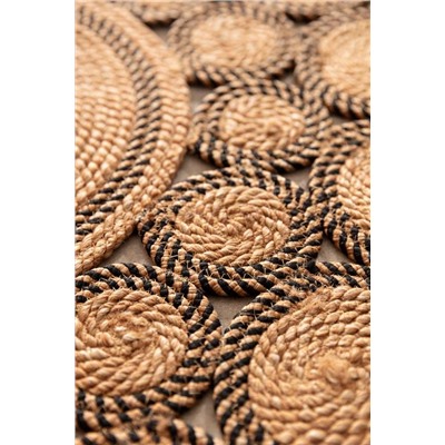 Alsace Yuvarlak Eklemeli Kilim - Naturel/Siyah - 120 cm