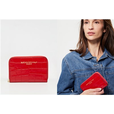 Cartera de piel Pely Croco Rojo
