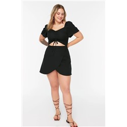 Trendyol Curve Siyah Dokuma Büzgü Ve Cutout Detaylı Elbise TBBSS22EL00012
