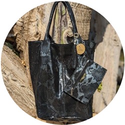 PELLE - Shopper PITON NEGRO АКЦИЯ