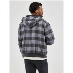 MEN'S SHERPA LINED FLANNEL BOMBER JACKET