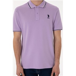 Erkek Regular Fit Polo Yaka Lila Basic Tişört