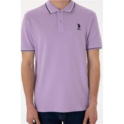 Erkek Regular Fit Polo Yaka Lila Basic Tişört