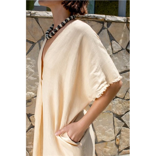 VESTIDO TÚNICA MEZCLA LINO ZW COLLECTION Color Arena, Размер L
