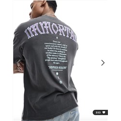 Jack & Jones washed oversized T-shirt with immortal back print in black