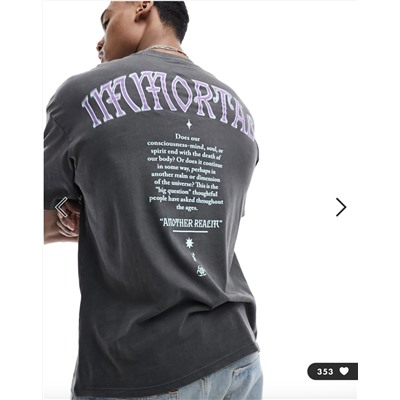 Jack & Jones washed oversized T-shirt with immortal back print in black