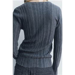 OPEN KNIT RIBBED T-SHIRT