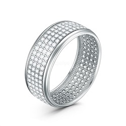 Кольцо из серебра с фианитами родированное 925 пробы с1-393-1р200