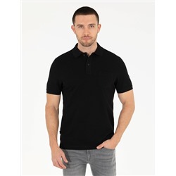 Siyah Regular Fit Polo Yaka Basic Tişört