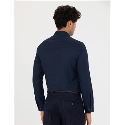 Lacivert Slim Fit Uzun Kollu Gömlek