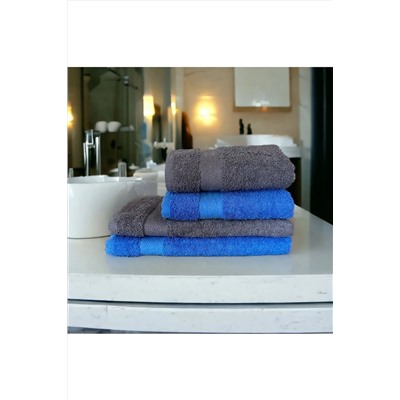 NuKa Home %100 Pamuk 4'lü Havlu/Banyo Seti 2 Adet Boy Havlusu 70x140 cm 2 Adet El-Yüz Havlusu 50x90 cm 78594
