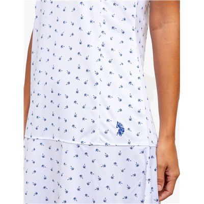ZIP UP FLOUNCE PRINTED POLO DRESS