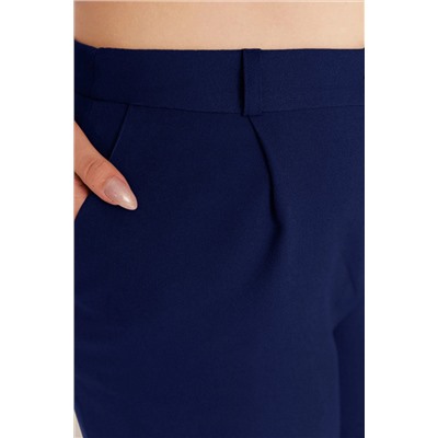 Lacivert Wide Leg/Geniş Paça Dokuma Büyük Beden Kumaş Pantolon TBBAW23AR00007
