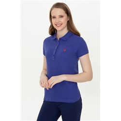 Kadın Mavi Basic Polo Yaka Tişört