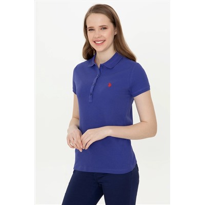 Kadın Mavi Basic Polo Yaka Tişört