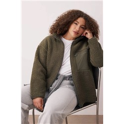 Haki Winter Essentials Kalın Polar Fermuarlı Dik Yaka Cepli Örme Sweatshirt TBBAW26AO00022
