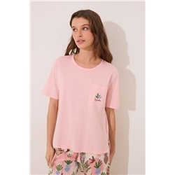 Pijama Capri 100% algodón rosa macetas