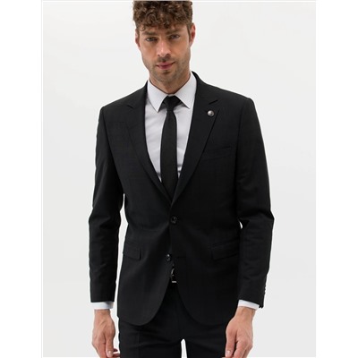 Ekose Ekstra Slim Fit Siyah Takım Elbise