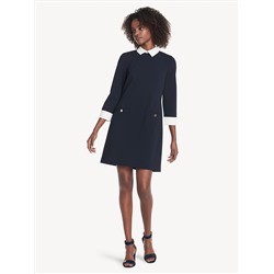 TOMMY HILFIGER ESSENTIAL COLLARED LONG-SLEEVE DRESS