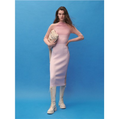 Strickkleid mit Gestreifter Struktur
