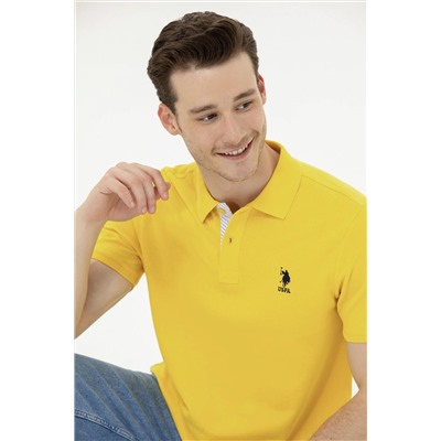 Erkek Koyu Sarı Basic Polo Yaka Tişört