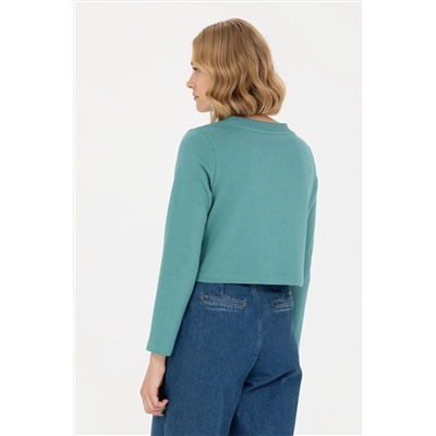 Kadın Mint Bisiklet Yaka Sweatshirt