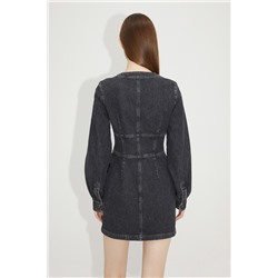Vestido camisero vaquero Negro