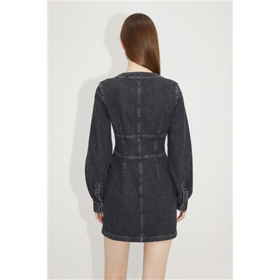 Vestido camisero vaquero Negro