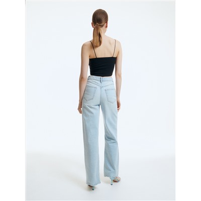 Jeans mit weitem Bein in Distressed-Optik