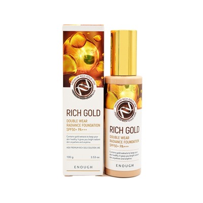 ENOUGH Rich Gold Double Wear Radiance Foundation SPF50+ PA+++ #21 Тональный крем с частичками золота 100г