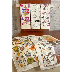 CNR Garden 5'li Pamuklu Baskılı Havlu Seti 30x50 Cm El Yüz Mutfak Havlusu Yumuşak Desenli Su Emici Set HAVLU-SET-30x50