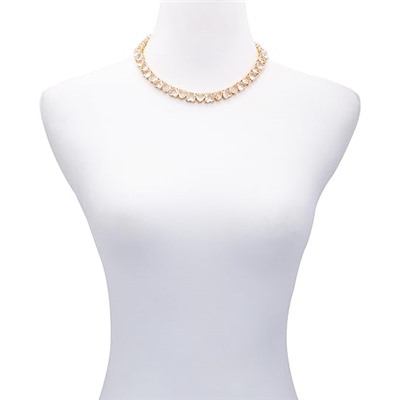 GUESS Goldtone Clear Glass Stone Pave Heart Necklace